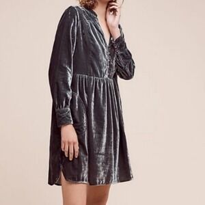 Holding Horses x Anthropologie Crushed Velvet Long Sleeve Mini Dress Small